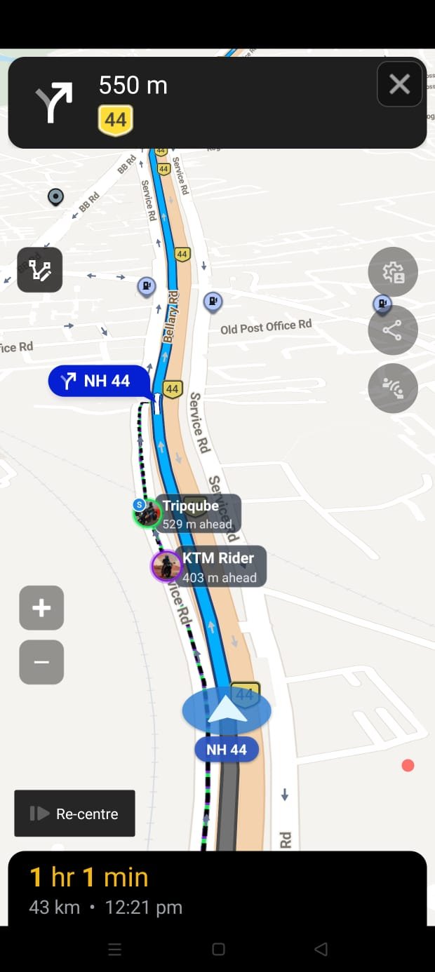 TripQube shared group navigation with live rider tracking
