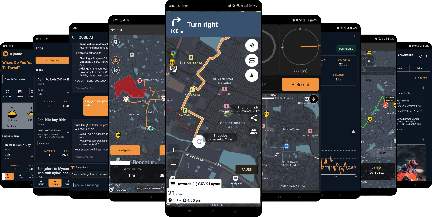TripQube motorcycle trip story with Instagram sharing