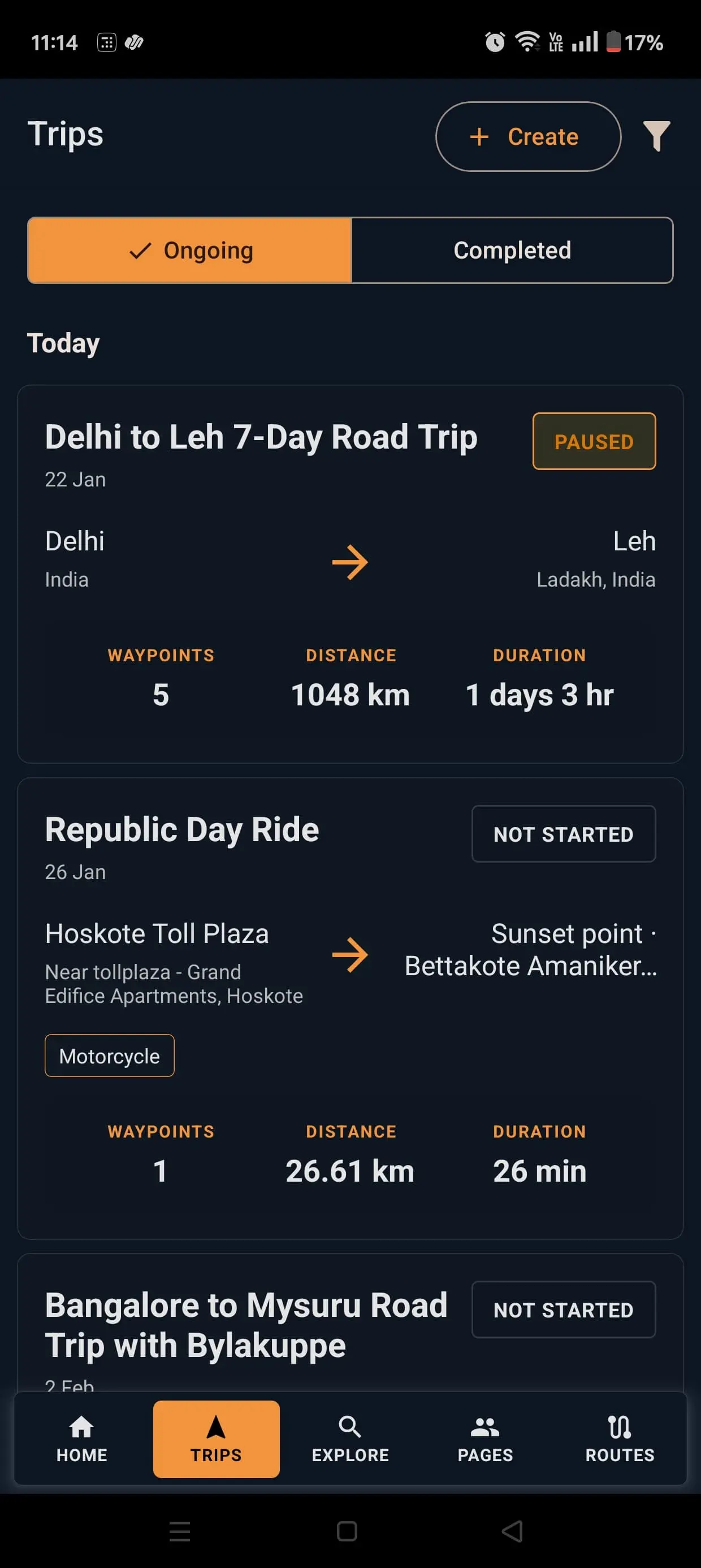 TripQube motorcycle trip library for navigation